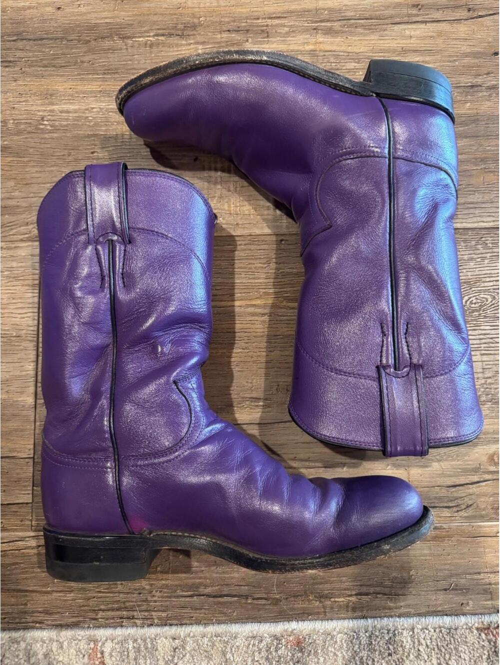 Vintage Justin Purple Leather Western Cowboy Boots Sz 5.5